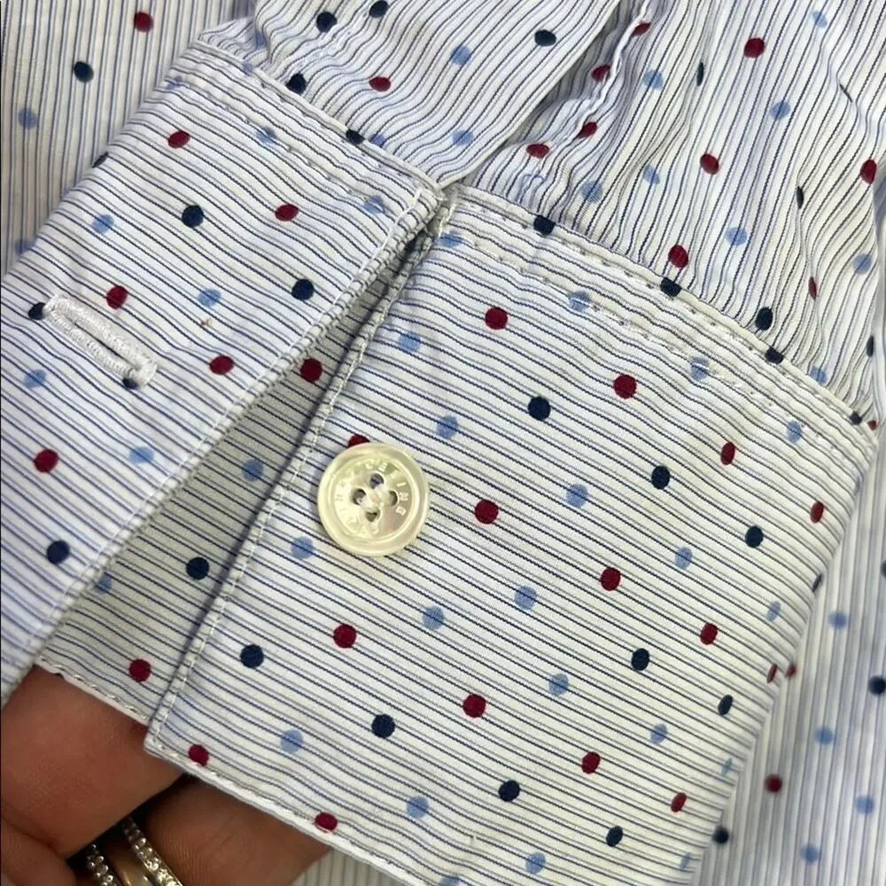 Celine Light Blue Polka Dot Button Down Shirt - Picture 11 of 13